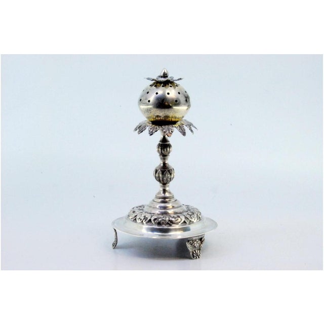 Silver Toothpick Holder with Palm Tree Ball, in Very Good conditions. Designed before 1890 This piece has an attribution...