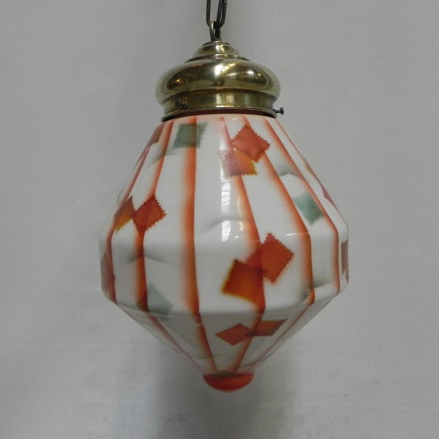 Art Deco Glass Ceiling Lamp, 1930s For Sale - Image 3 of 15