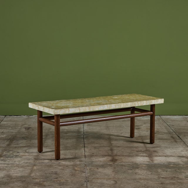 Coffee table by T.H Robsjohn Gibbings, manufactured by Widdicomb c.1950s, USA. This beautiful rectangular table features...