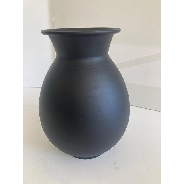 Ceramic Mid Century Black Matte Glazed Porcelain Vase For Sale - Image 7 of 7