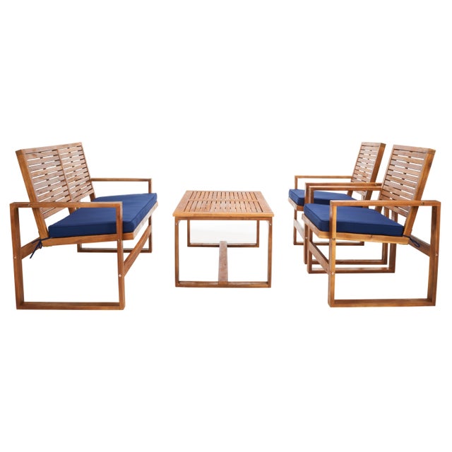 Ozark 4 Piece Set - Natural / Navy For Sale In Philadelphia - Image 6 of 6