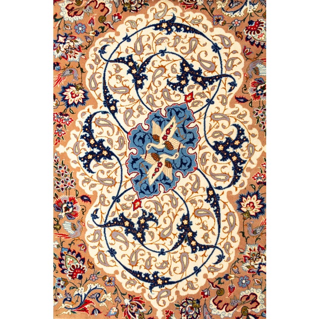 Traditional 1970s Persian Isfahan Wool and Silk Hand Knotted Wall Hanging For Sale - Image 3 of 16