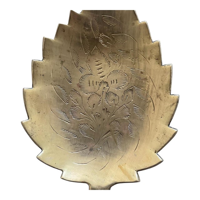 Vintage Midcentury Etched Brass Leaf Trinket Dish For Sale - Image 4 of 6