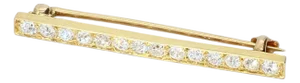Mid 20th Century Yellow Gold Bar Brooch With 12 White Diamonds Si2/E