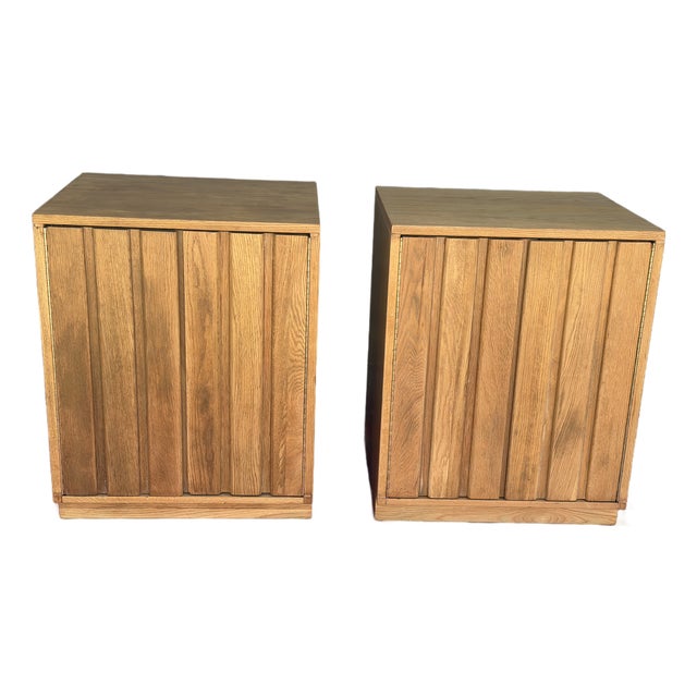 1950s Pair of Danish Oak Cabinets by Sligh Furniture For Sale