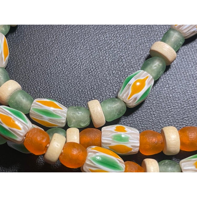Antique Venetian Chevron Trade Bead Necklace and Bracelet Jewelry Set With Frosted Glass Spacers, 2 Pieces For Sale In South Bend - Image 6 of 8