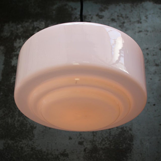 Vintage Art Deco White Opaline Glass Pendant Lamp from Philips For Sale - Image 5 of 9