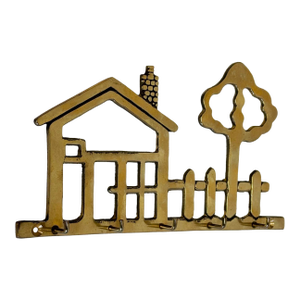 Vintage Brass House and Tree Motif Key Hook