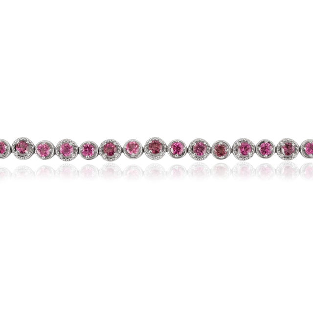 Not Yet Made - Made To Order 8.23 Ct Natural Pink Tourmaline Milgrain Eternity Tennis Bracelet in 925 Silver For Sale - Image 5 of 14