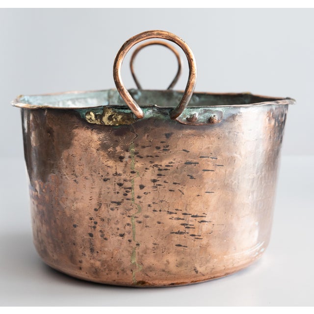 Large 19th-Century French Hammered Copper Pot For Sale - Image 4 of 12