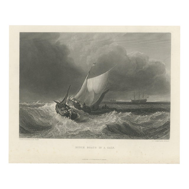 After J.M.W. Turner, Dutch Boats in a Gale, 1880, Engraving For Sale