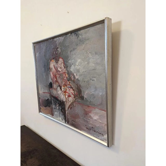 Mid-Century Modern "Enigma" Vintage Oil Painting, Framed For Sale - Image 4 of 12