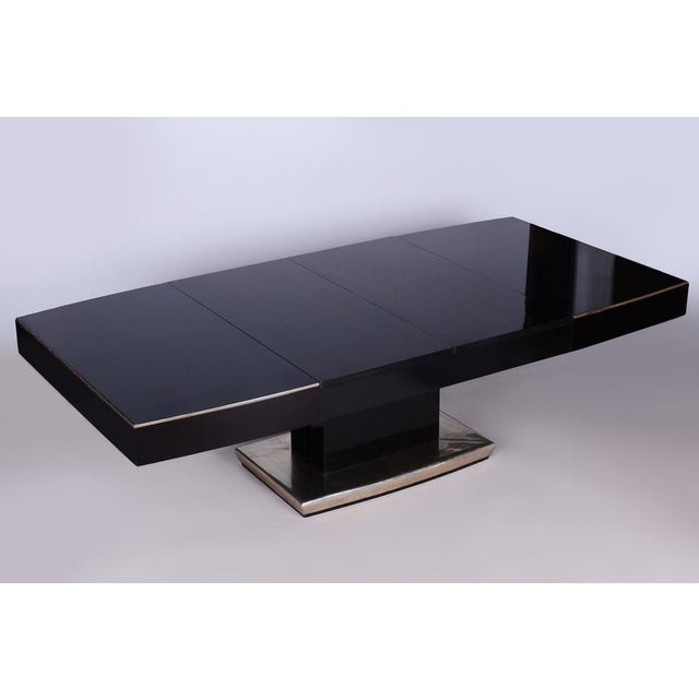 Large Art Deco Chrome and Black Glass Extendable Dining Table, 1930s For Sale - Image 9 of 18
