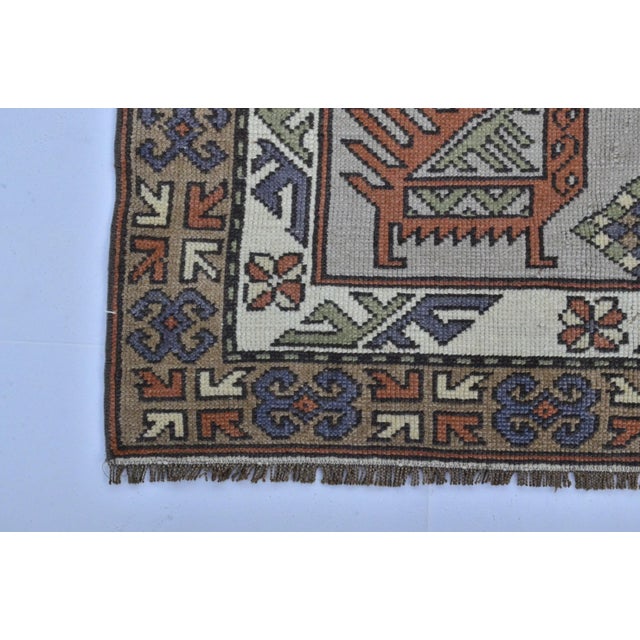 Taupe 1960s Abstract Design Wool Faded Floor Rug For Sale - Image 8 of 11