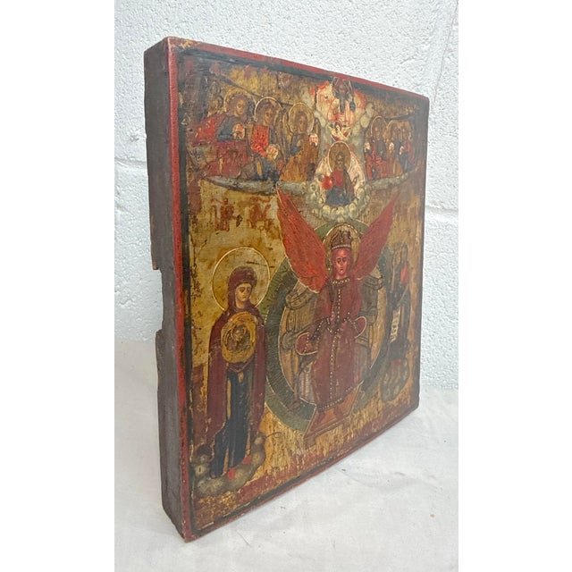 Antique 1800's Russian Orthodox Icon Sophia, the Holy Wisdom of God Oil Painting For Sale - Image 12 of 15