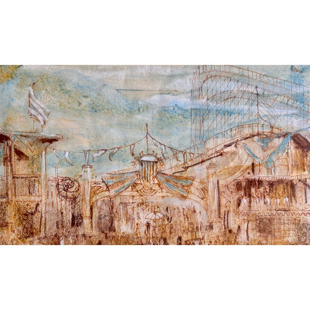 This is a beautiful Original Mid Century Abstract Mixed Media on Paper painting attributed to well-listed American artist,...