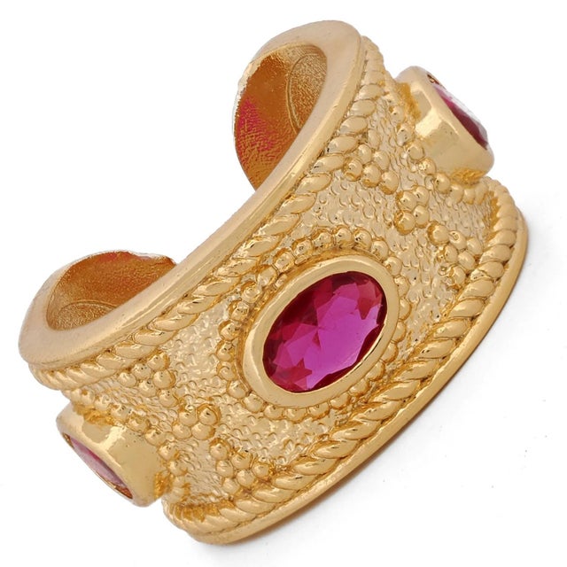 Metal Queen Cleopatra Ruby Energy Cuff Adjustable Ring, Size 4 For Sale - Image 7 of 10