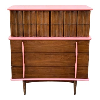 1960s Sculptured Mid-Century Modern Coral Highboy