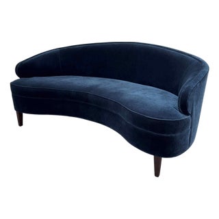 Mitchell Gold + Bob Williams Curved Vera Velvet Sofa For Sale