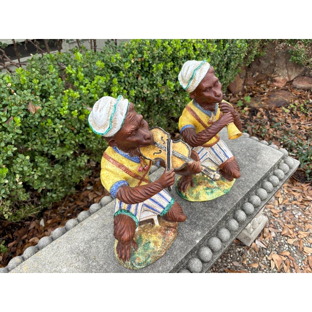 1960s Pair of Italian Glazed Terracotta Monkeys For Sale - Image 10 of 14