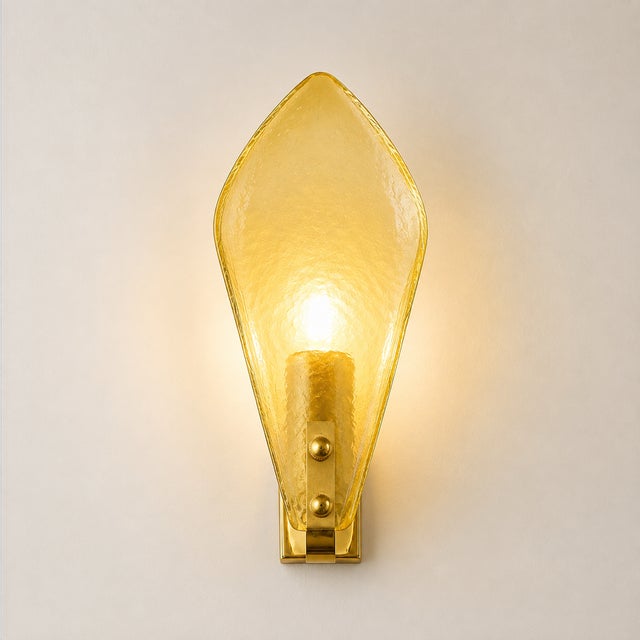 2020s Modern Italian Champagne Sanded Leaf Murano Glass Wall Sconces, 4-Piece Set For Sale - Image 5 of 9