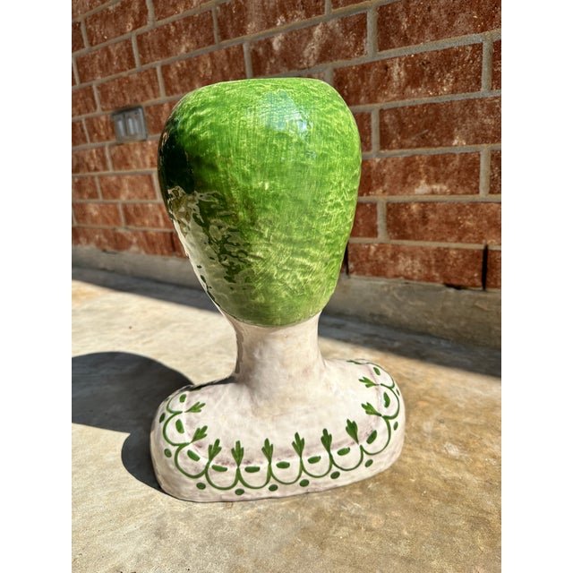 Vintage Horchow Italian Pottery Ceramic Lady Head Bust Vase Planter
