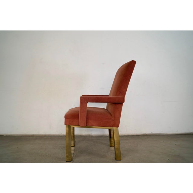 Metal 1980’s Hollywood Regency Milo Baughman Style Brass Armchair For Sale - Image 7 of 12