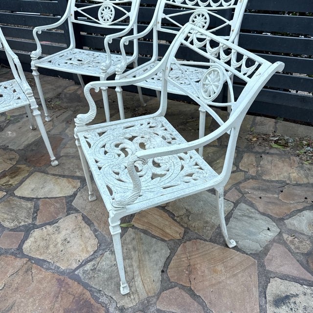 Molla Vintage Molla Metal Garden Dolphin Arm Chairs, 4 Pieces, Attributed For Sale - Image 4 of 12