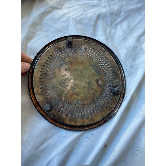 Mid 20th Century Gorham Newport Silver Plate 8" Round Footed Reticulated Trivet For Sale - Image 10 of 10