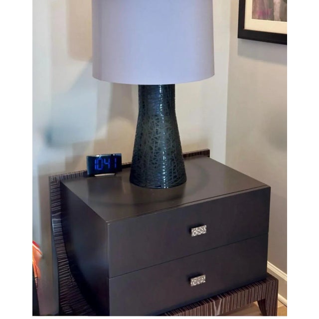 Contemporary Pair of Arteriors Macassar Ebony & Lacquer Nightstands For Sale - Image 3 of 5