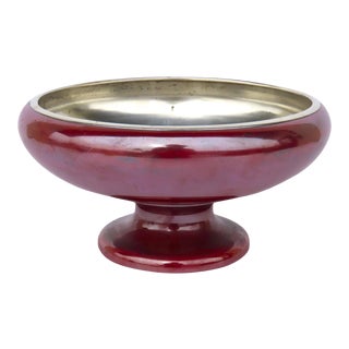 La Pierre Babylonian Red Patina Bronze & Sterling Silver Mixed Metals Pedestal Bowl For Sale