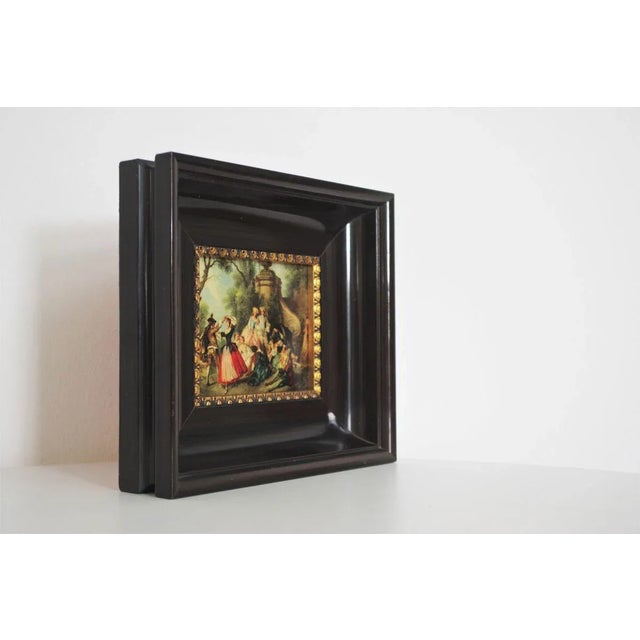 Brown Vintage Small Print in Wooden Frame, 1970s For Sale - Image 8 of 13