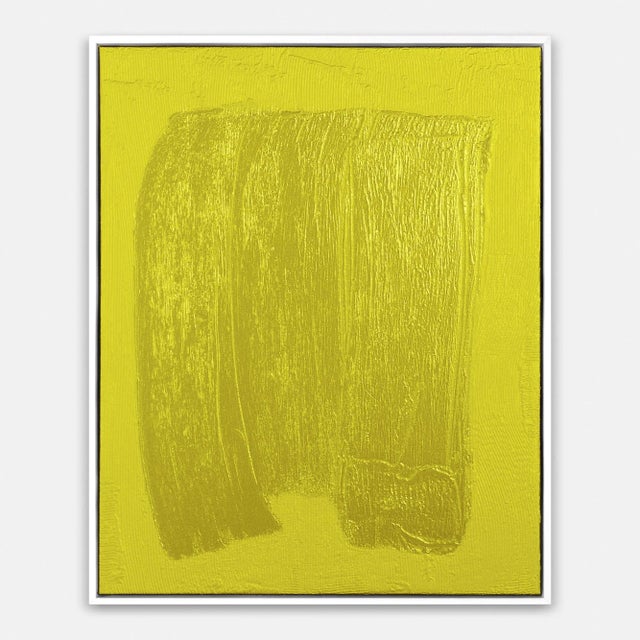 Yellow Free Form Lines II by The Holly Collective, Textured Art Print in White Frame, Large For Sale - Image 4 of 4