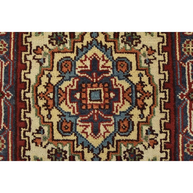 Ivory Heriz Runner 2’7” X 7’11” Ivory Wool Tribal Hand-Knotted Oriental Rug For Sale - Image 8 of 12