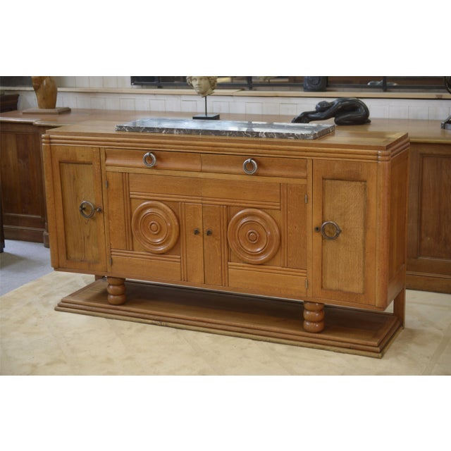 Wood Oak Buffet in the style of Charles Dudouyt, 1930s For Sale - Image 7 of 14