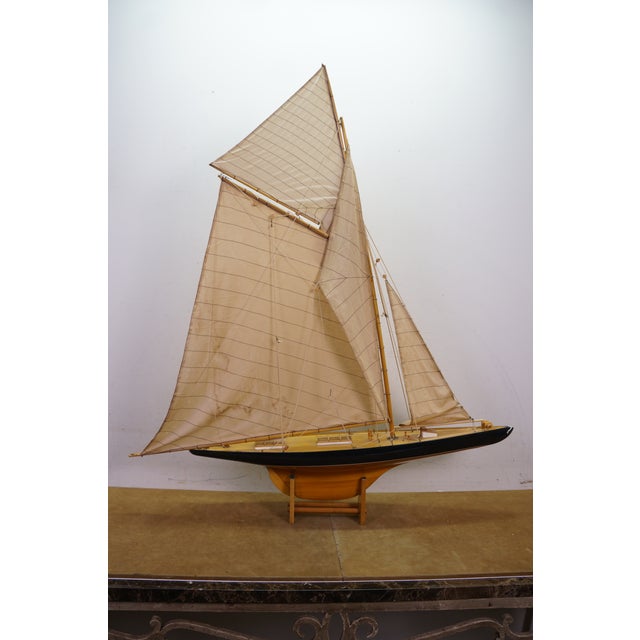 Wood Vintage Columbia Americas Cup Nautical Sailboat Yacht Model 47" For Sale - Image 7 of 18
