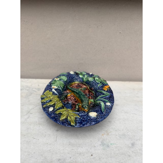 Late 19th Century 19th Century Majolica Palissy Lizard Wall Platter Thomas Sergent For Sale - Image 5 of 10