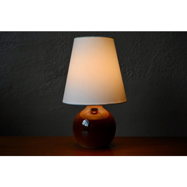 Brown Brutalist Wabi-Sabi Ceramic Table Lamp in Glazed Stoneware from Ateliers Du Genetiel, 1960s For Sale - Image 8 of 8