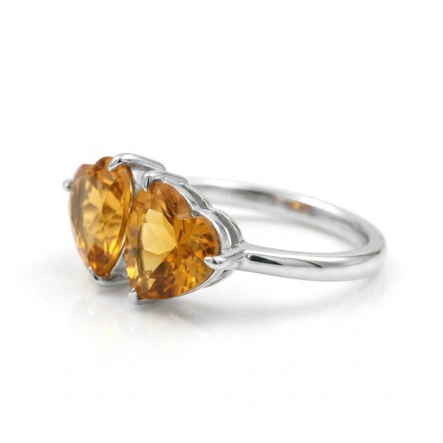Dainty Citrine Heart Ring, Romantic Birthstone Ring for Her Us 7 For Sale - Image 4 of 4