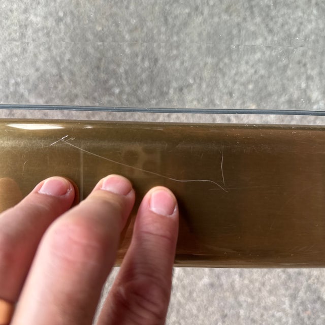 Glass Brass and Glass Coffee Table by Widdicomb in the Style of Mastercraft For Sale - Image 7 of 8