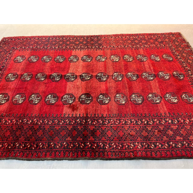Vintage Afghan Ersari Turkmen Bokhara Rug, Abrash Red - 7'2" X 4'8" For Sale - Image 9 of 13