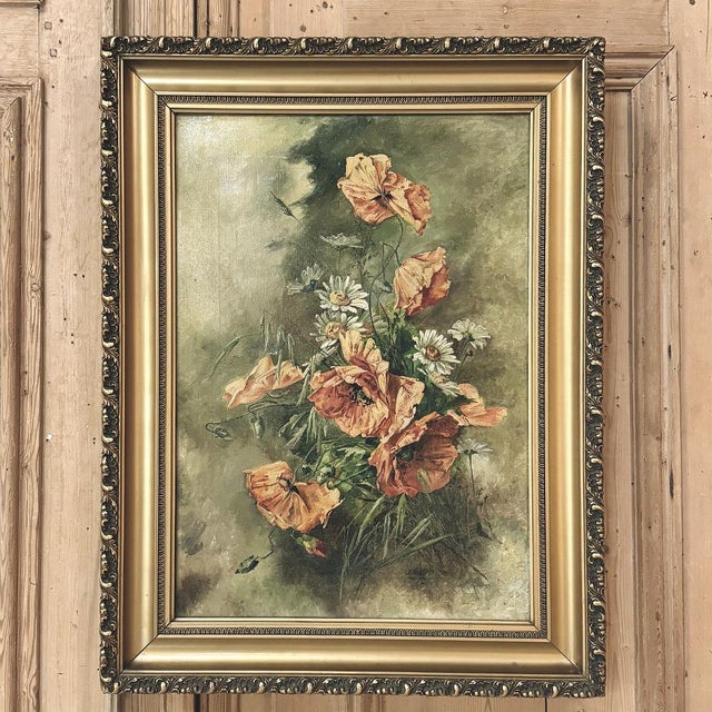 Wood Pair of Antique French Framed Oils on Canvas by J. Peerlinck, Dated 1921 For Sale - Image 7 of 18