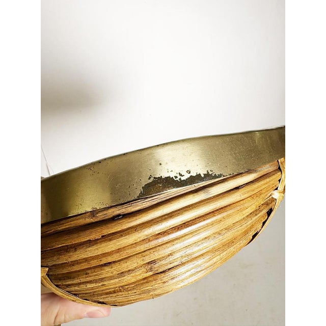 French Riviera Rush and Brass Basket, France, 1950s For Sale - Image 10 of 12