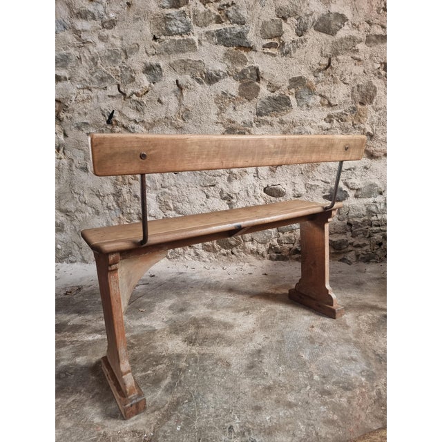 Vintage French Wooden Bench, 1920s For Sale - Image 14 of 16