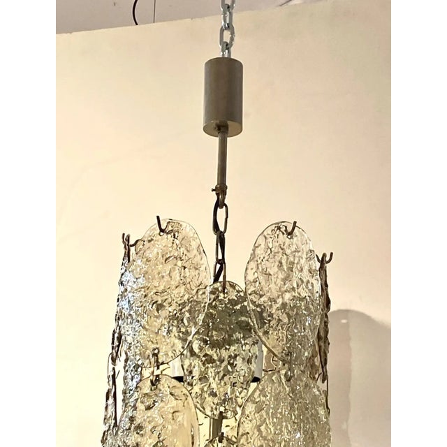 Glass Pair of 1960s Vistosi Torcello Glass Disk Chandeliers by Gino Vistosi For Sale - Image 7 of 9