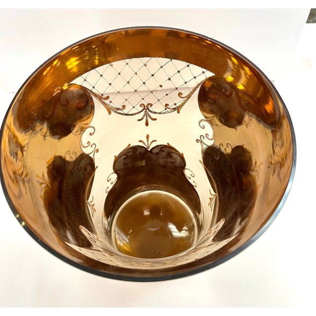 Vintage Czech Bohemian Amber Art Glass Vase For Sale - Image 9 of 12
