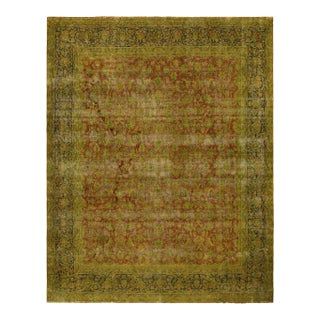Shabby Chic No Pile Persian Rust/Blue Wool Rug - 9'9'' X 12'8'' For Sale