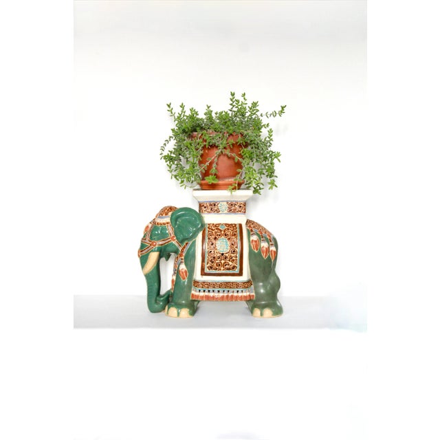 Vintage Ceramic Handmade Elephant Plant Stand, 1970s For Sale - Image 3 of 11