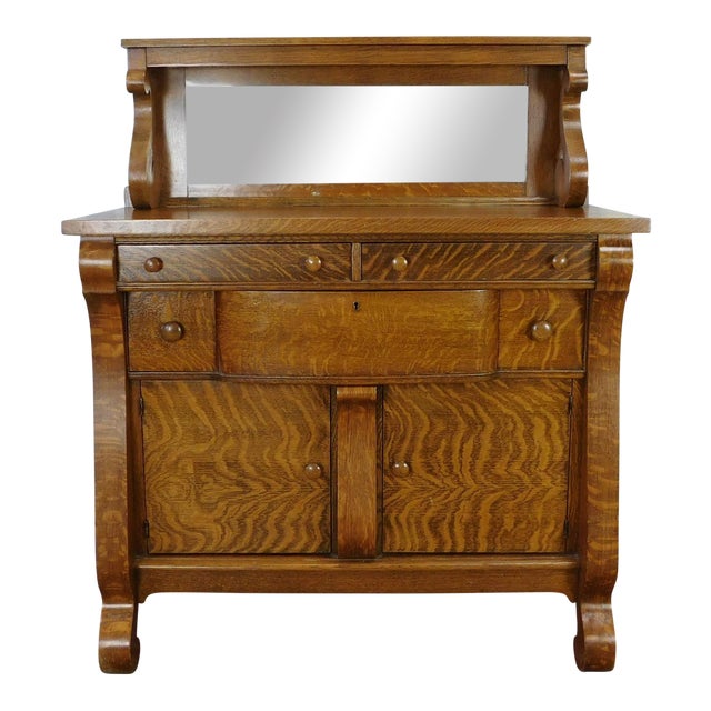Antique Victorian Tiger Oak Empire Style Sideboard Chairish
