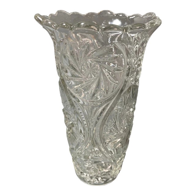 Vintage European Brilliant Cut Glass Vase, Circa 1960 From Belgium For Sale
